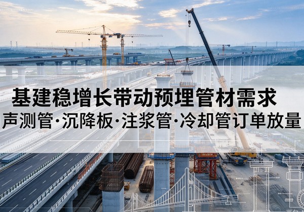 胶州基建稳增长带动预埋监测管材需求，声测管、沉降板、注浆管订单持续放量